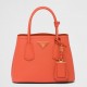 Prada Double Mini Bag In Orange Saffiano Leather