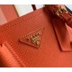 Prada Double Mini Bag In Orange Saffiano Leather