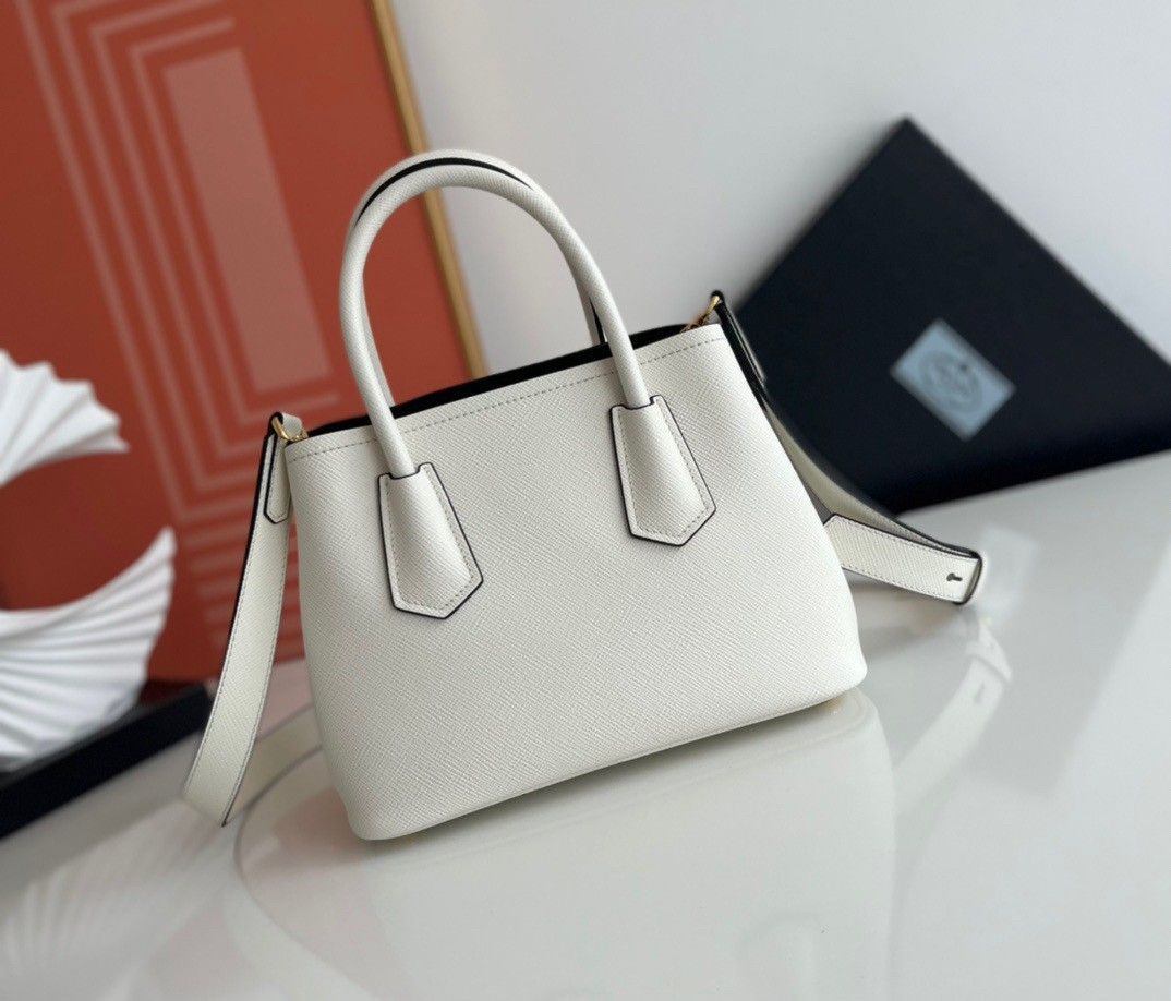 Prada Double Mini Bag In White Saffiano Leather