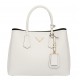 Prada Double Medium Tote Bag In White Saffiano Leather