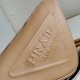 Prada Triangle Shoulder Bag In Beige Calfskin