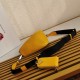 Prada Triangle Shoulder Bag In Yellow Calfskin