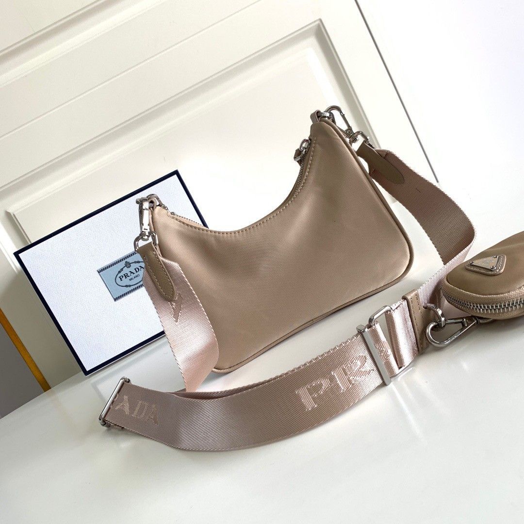 Prada Re-Edition 2005 Shoulder Bag In Beige Re-Nylon