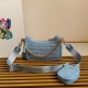 Prada Re-Edition 2005 Shoulder Bag In Blue Raffia