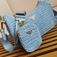 Prada Re-Edition 2005 Shoulder Bag In Blue Raffia