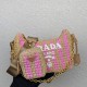 Prada Re-Edition 2005 Bag In Beige and Pink Stripe Raffia