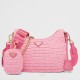 Prada Re-Edition 2005 Shoulder Bag In Pink Raffia