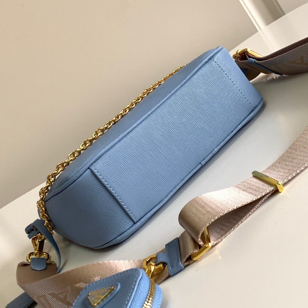 Prada Re-Edition 2005 Shoulder Bag In Blue Saffiano Leather