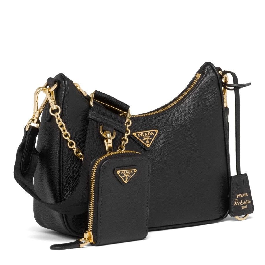 Prada Re-Edition 2005 Shoulder Bag In Black Saffiano Leather