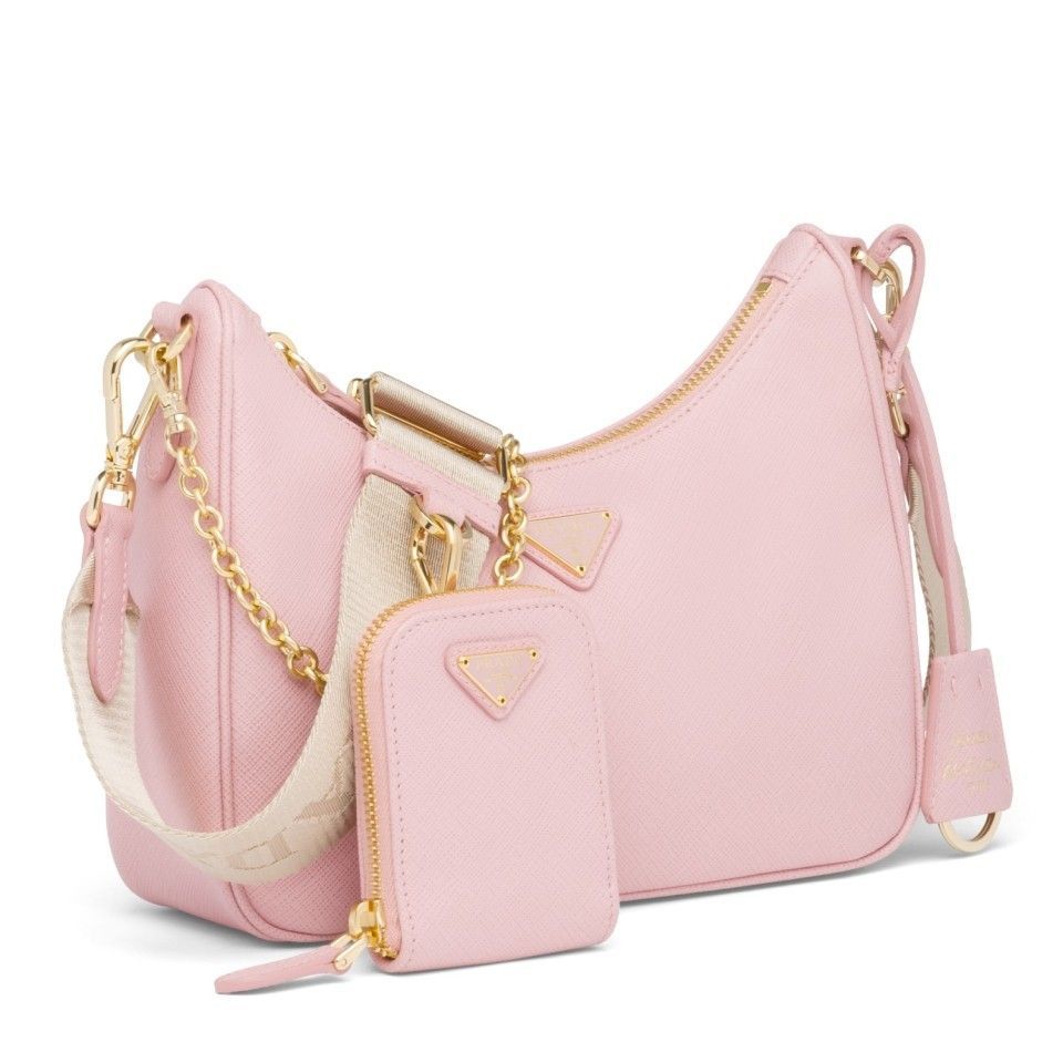 Prada Re-Edition 2005 Shoulder Bag In Pink Saffiano Leather