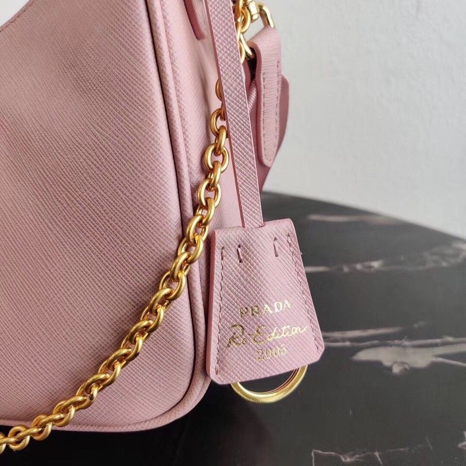 Prada Re-Edition 2005 Shoulder Bag In Pink Saffiano Leather