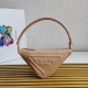 Prada Triangle Pouch Bag In Beige Calfskin