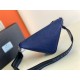 Prada Triangle Shoulder Bag In Blue Saffiano Leather