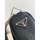 Prada Triangle Shoulder Bag In Black Saffiano Leather