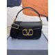 Valentino Alltime Shoulder Bag in Black Grained Leather