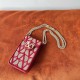 Valentino Loco Phone Case in Red Toile Iconographe with Chain