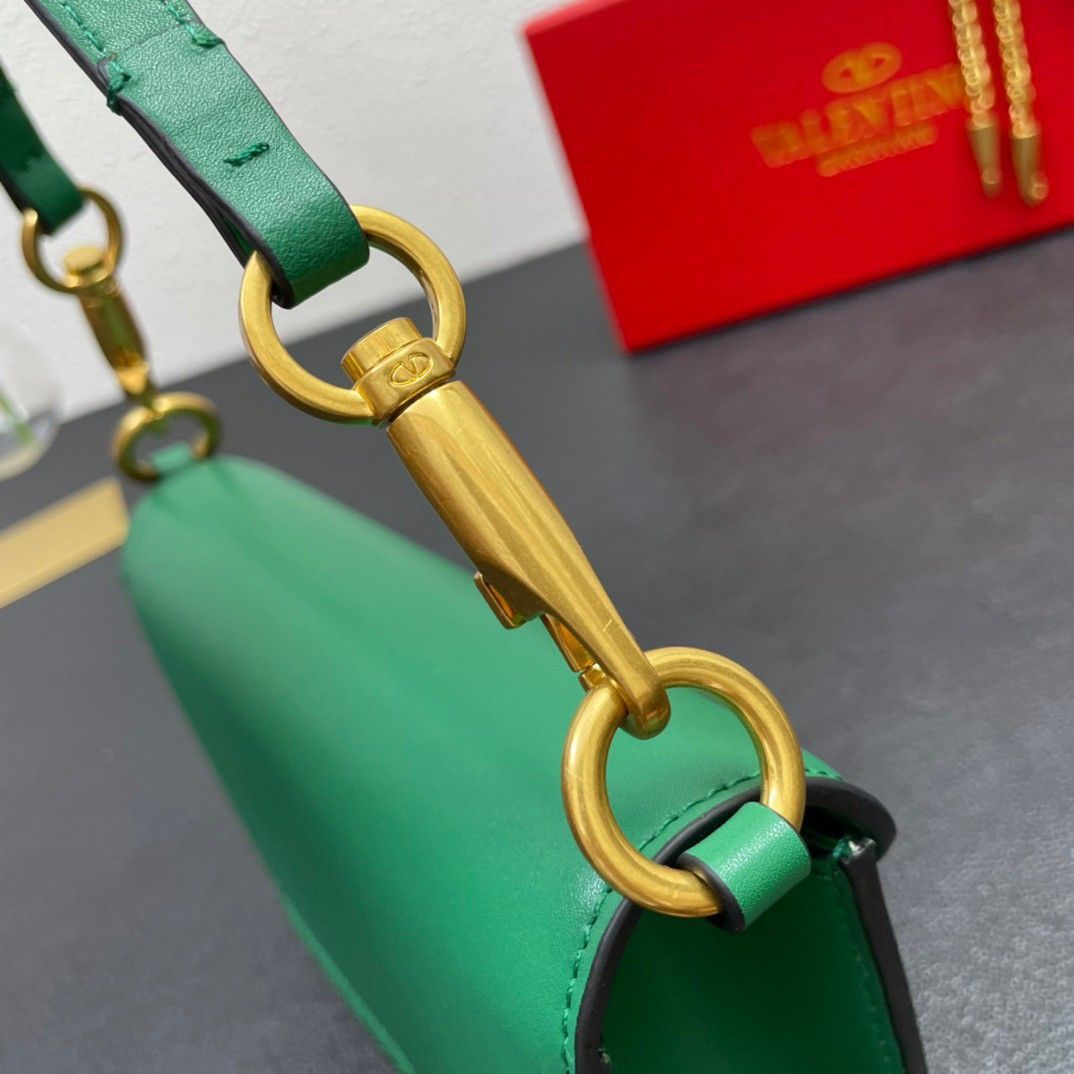 Valentino Loco Small Shoulder Bag In Green Calfskin