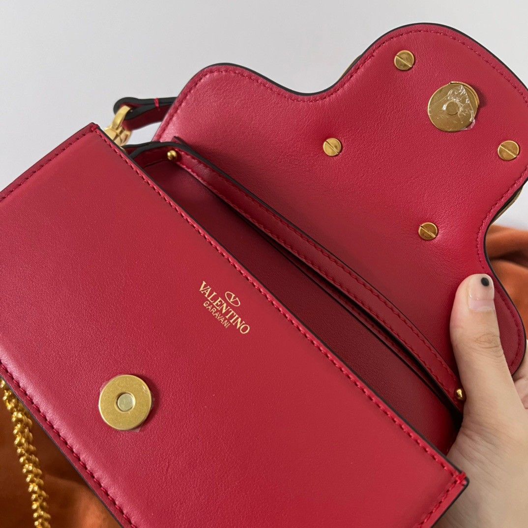 Valentino Loco Small Shoulder Bag In Red Calfskin