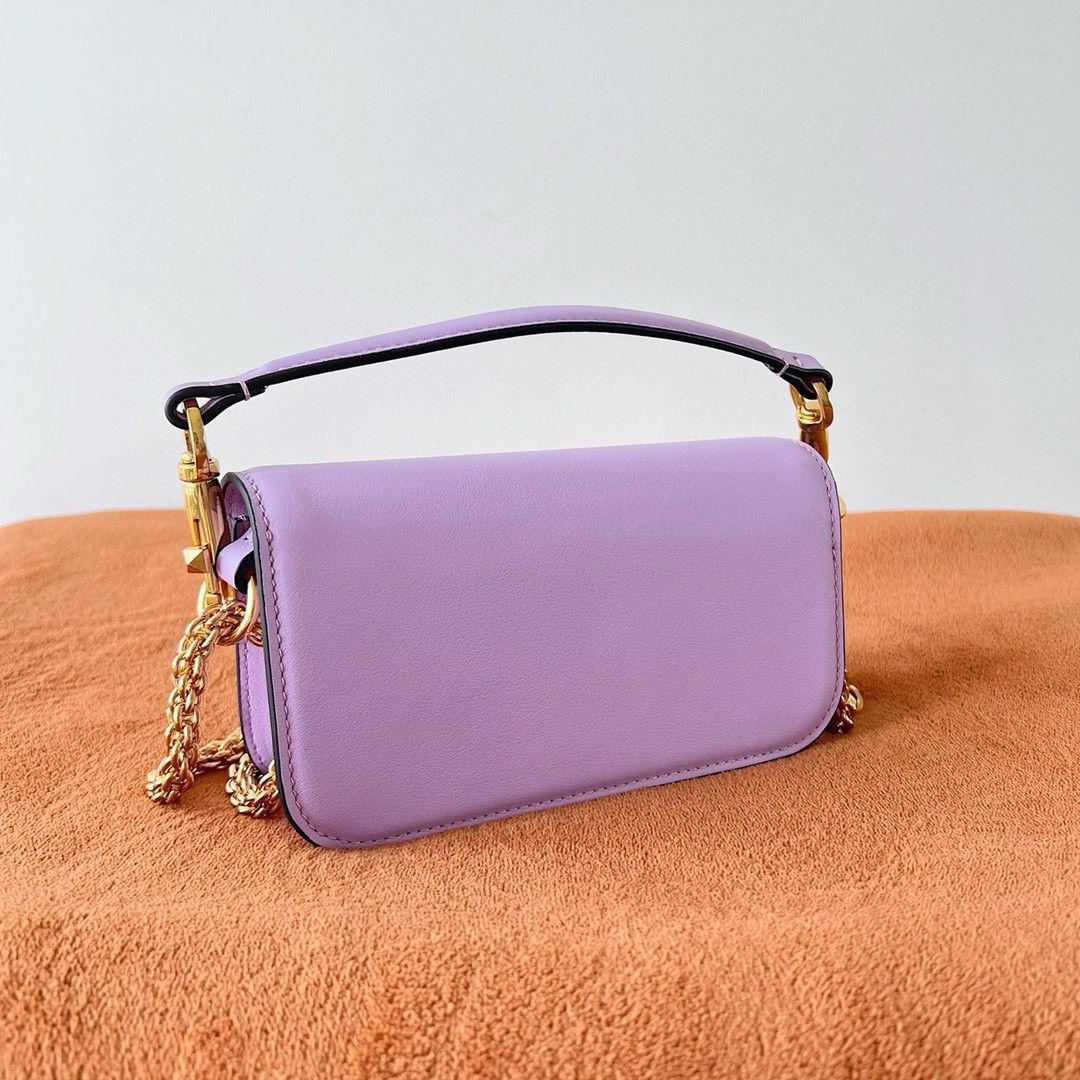 Valentino Small Loco Shoulder Bag in Wisteria Calfskin