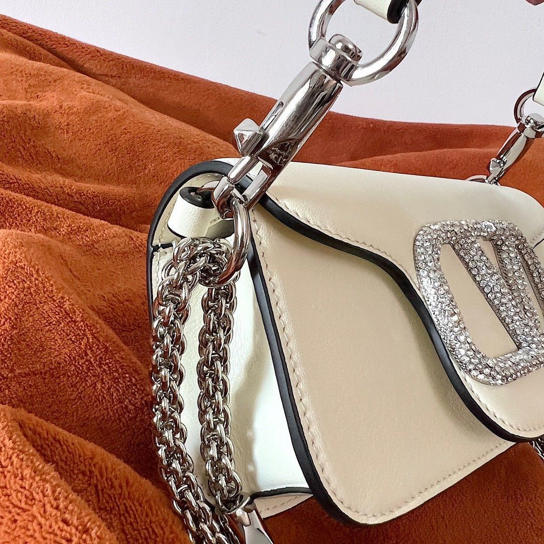 Valentino Loco Small Shoulder White Bag with Crystals Logo