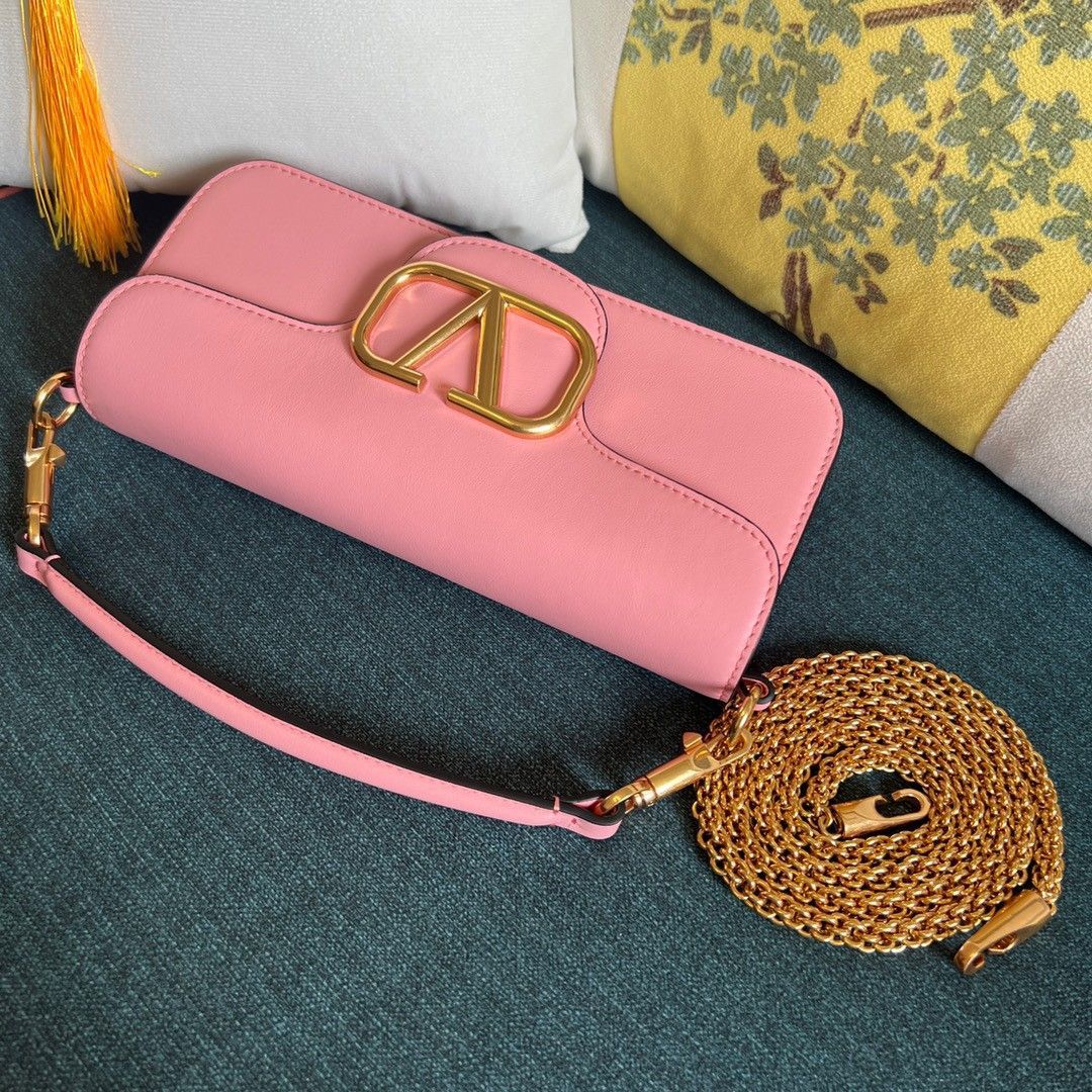 Valentino Loco Large Shoulder Bag In Pink Calfskin