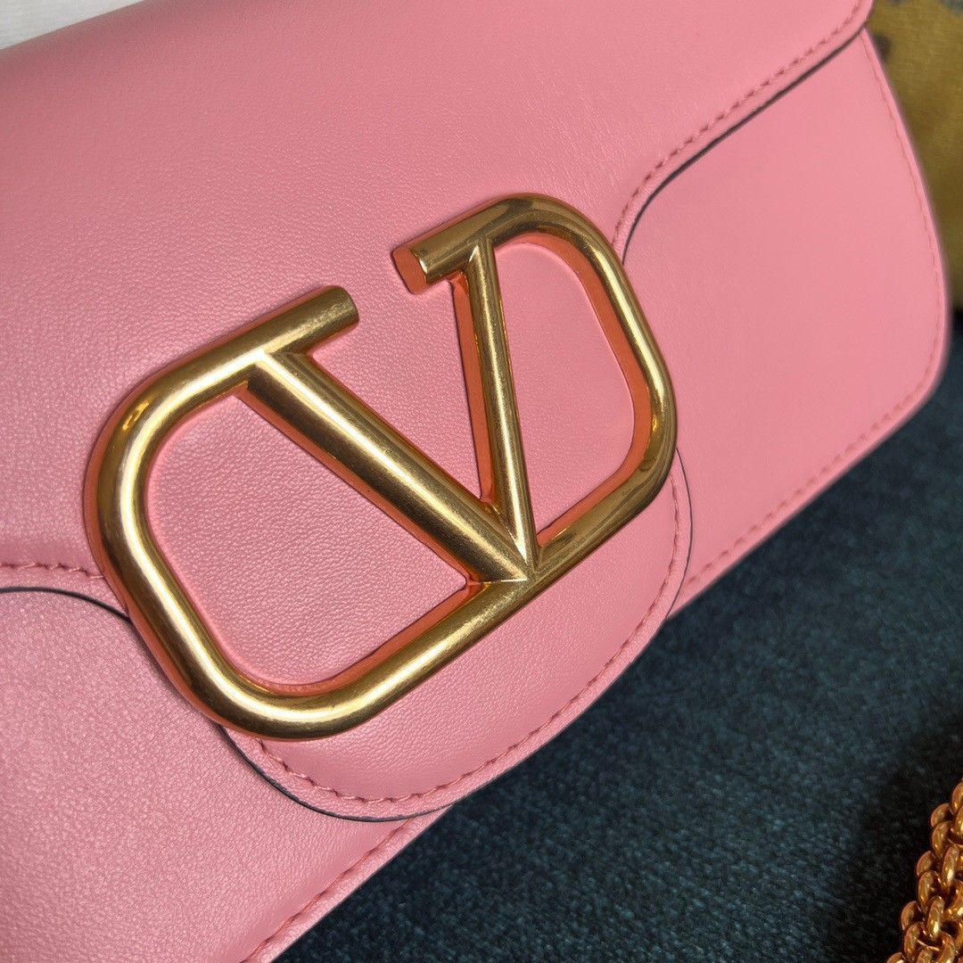 Valentino Loco Large Shoulder Bag In Pink Calfskin