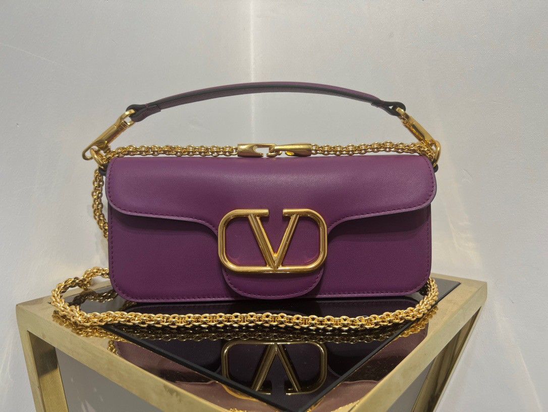 Valentino Loco Large Shoulder Bag In Purple Calfskin