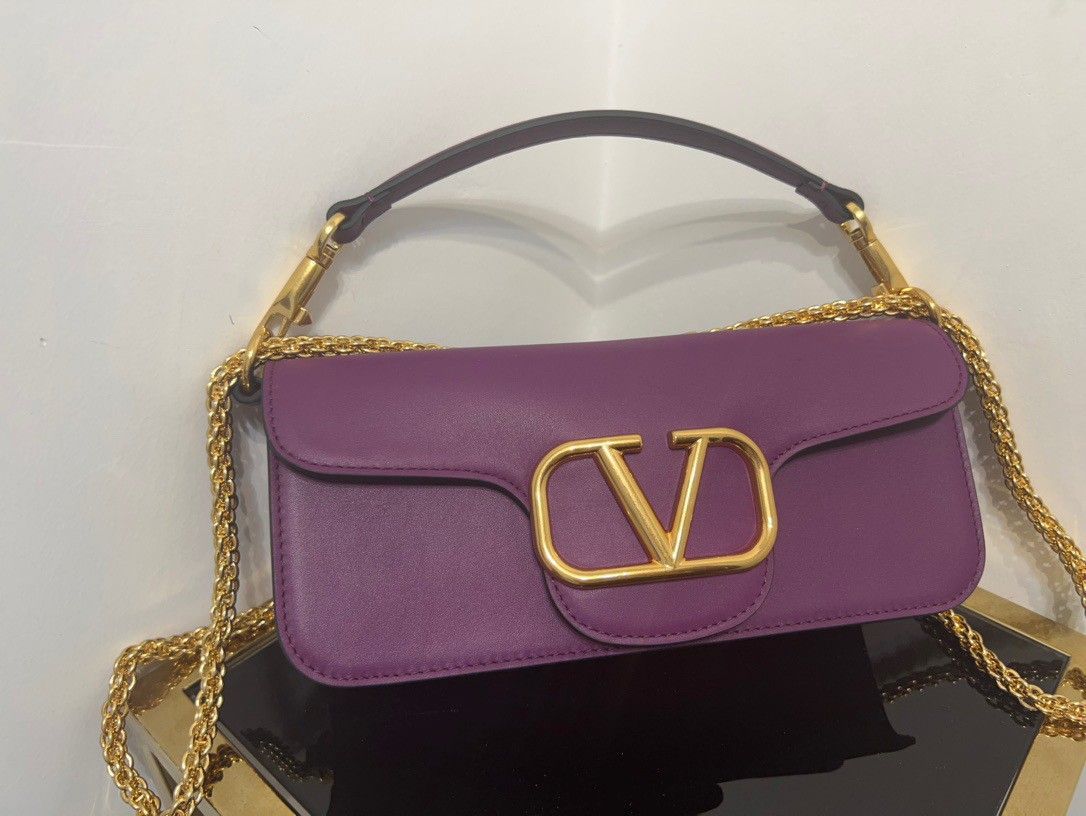 Valentino Loco Large Shoulder Bag In Purple Calfskin