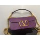 Valentino Loco Large Shoulder Bag In Purple Calfskin