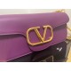 Valentino Loco Large Shoulder Bag In Purple Calfskin