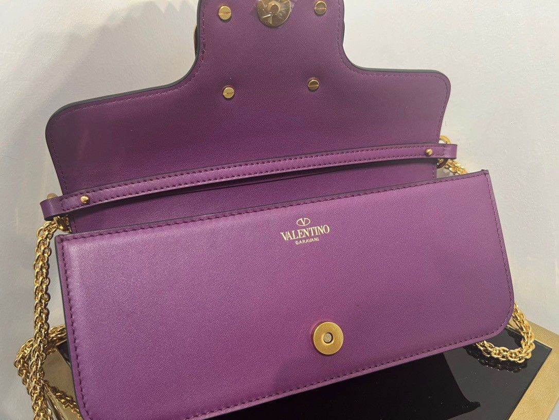 Valentino Loco Large Shoulder Bag In Purple Calfskin