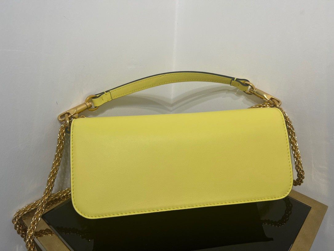 Valentino Loco Large Shoulder Bag In Yellow Calfskin