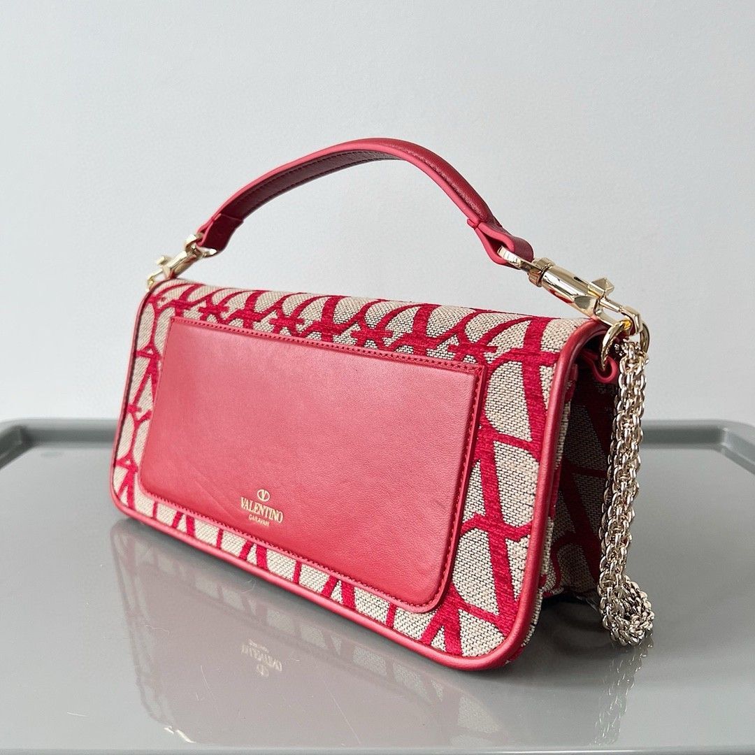 Valentino Large Loco Shoulder Bag in Red Toile Iconographe