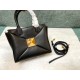 Valentino One Stud Top Handle Bag In Black Nappa Leather