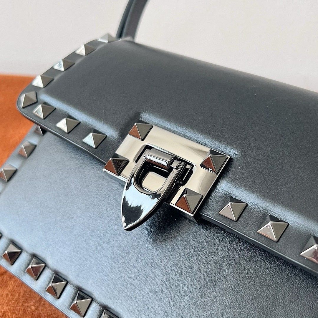 Valentino Rockstud23 Small Shoulder Bag in Black Calfskin