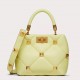 Valentino Roman Stud Small Handle Bag In Yellow Nappa Leather