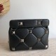 Valentino Roman Stud Medium Chain Bag In Black Nappa Leather