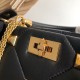 Valentino Roman Stud Top Handle Bag In Black Nappa Leather