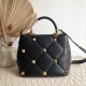 Valentino Roman Stud Top Handle Bag In Black Nappa Leather