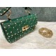 Valentino Rockstud Spike Small Bag In Green Nappa Lambskin