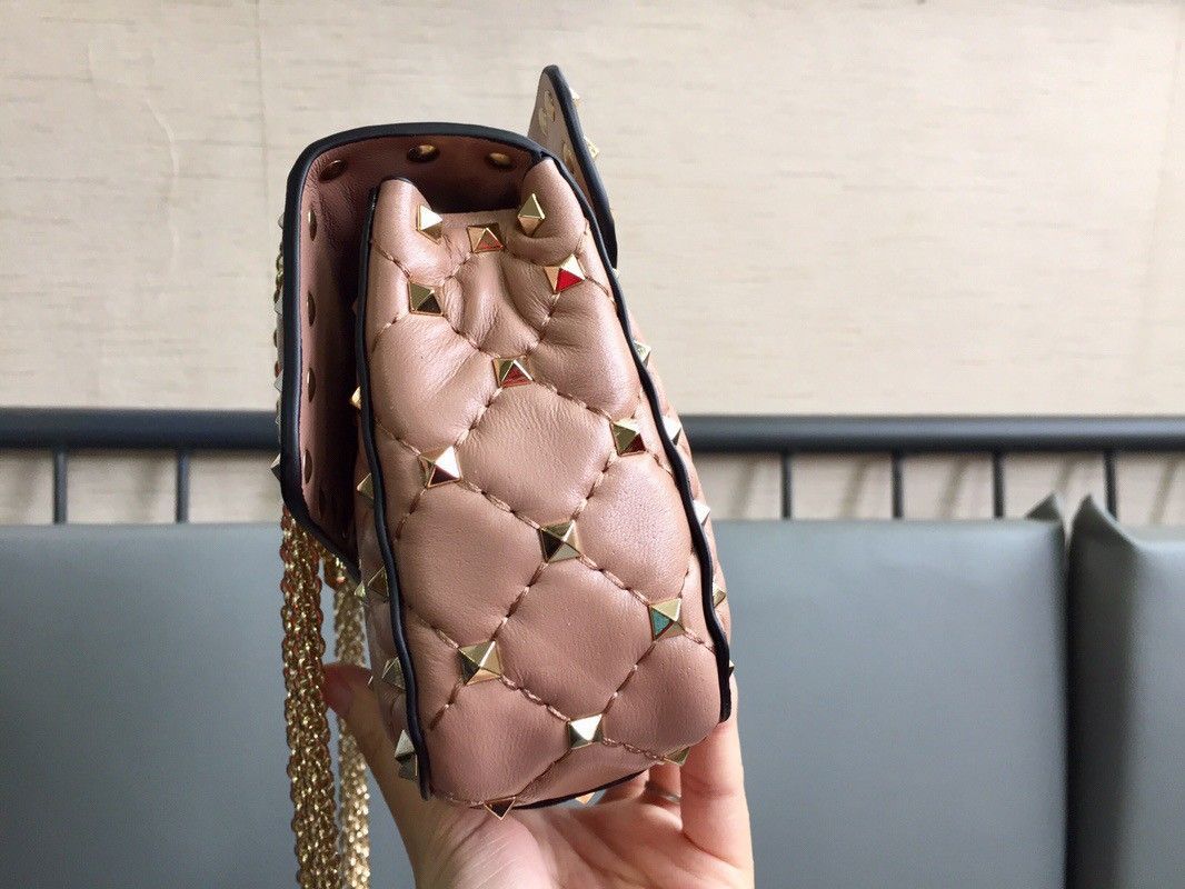 Valentino Rockstud Spike Small Bag In Poudre Nappa Lambskin