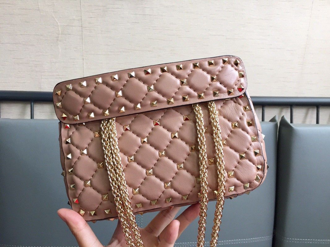 Valentino Rockstud Spike Small Bag In Poudre Nappa Lambskin