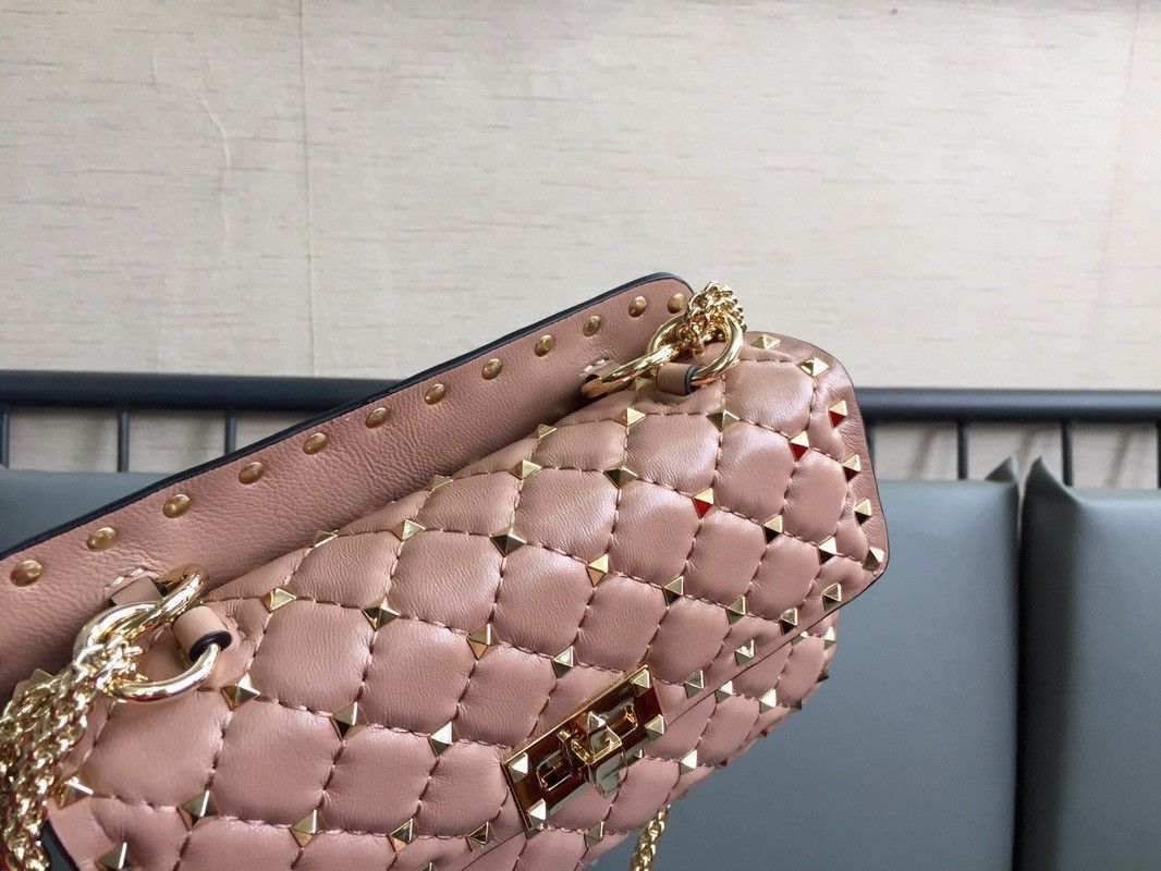 Valentino Rockstud Spike Small Bag In Poudre Nappa Lambskin