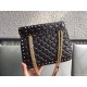 Valentino Rockstud Spike Medium Bag In Black Nappa Lambskin