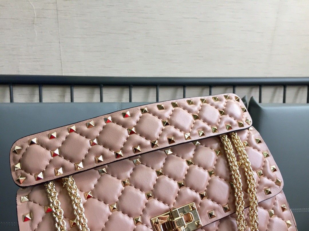 Valentino Rockstud Spike Medium Bag In Poudre Nappa Lambskin