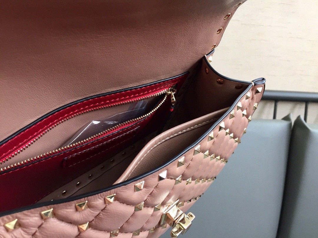 Valentino Rockstud Spike Medium Bag In Poudre Nappa Lambskin