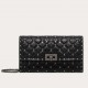 Valentino Rockstud Spike Crossbody Clutch Bag In Black Lambskin