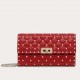 Valentino Rockstud Spike Crossbody Clutch Bag In Red Lambskin