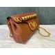 Valentino Stud Sign Shoulder Bag In Brown Nappa Leather