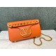 Valentino Stud Sign Shoulder Bag In Orange Nappa Leather